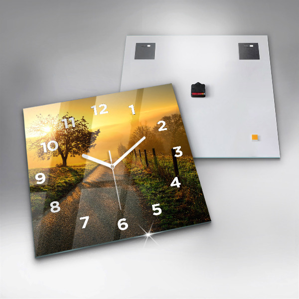 Square wall clock Fog at sunrise