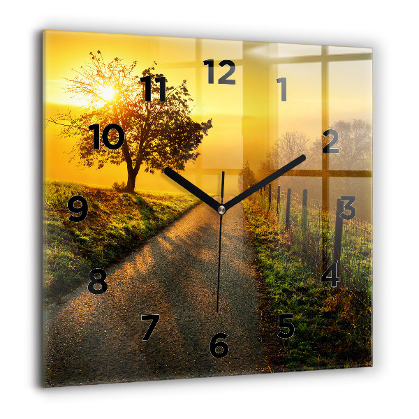 Square wall clock Fog at sunrise