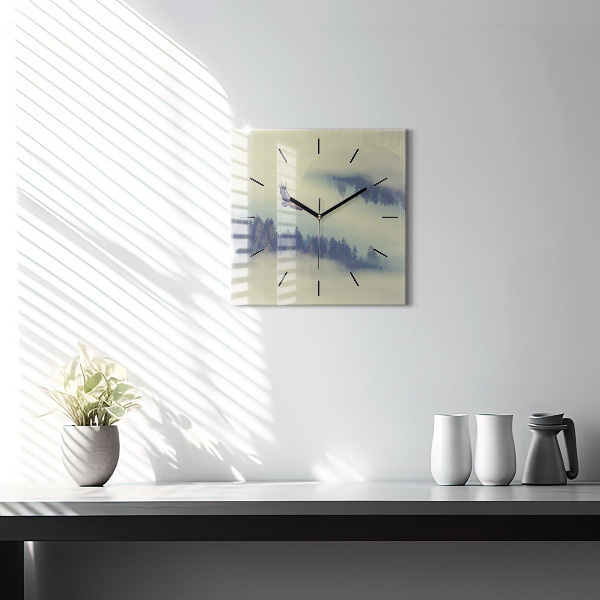Square wall clock Misty forest eagle