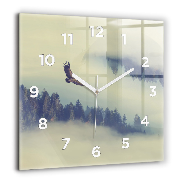 Square wall clock Misty forest eagle