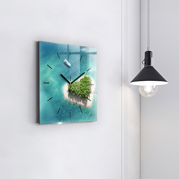 Square wall clock Heart Island