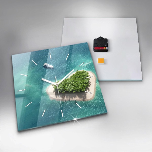 Square wall clock Heart Island