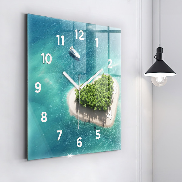 Square wall clock Heart Island