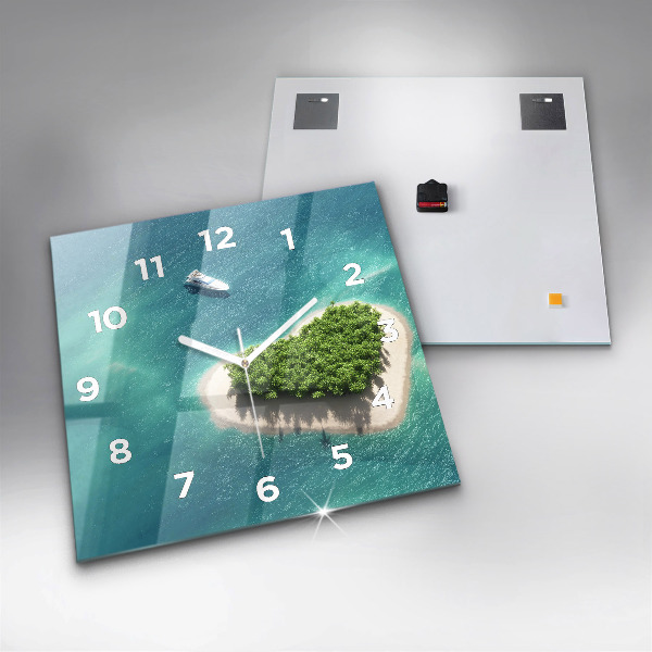 Square wall clock Heart Island
