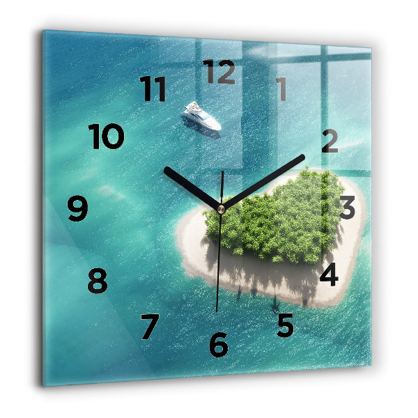 Square wall clock Heart Island