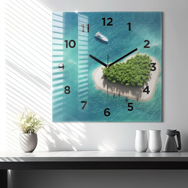 Square wall clock Heart Island