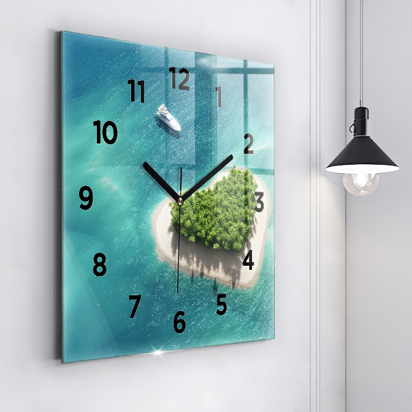 Square wall clock Heart Island