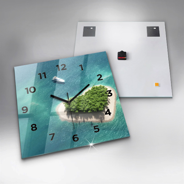 Square wall clock Heart Island