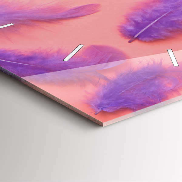 Square wall clock Colorful feathers