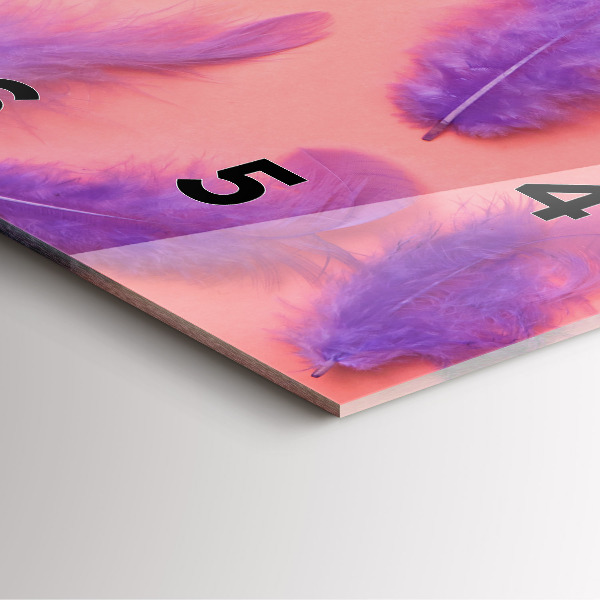 Square wall clock Colorful feathers