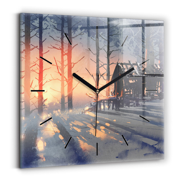 Square wall clock Winter Tree Landscape