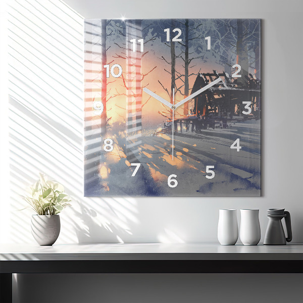 Square wall clock Winter Tree Landscape