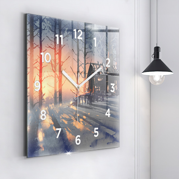 Square wall clock Winter Tree Landscape