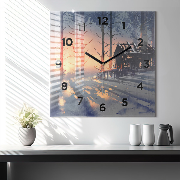 Square wall clock Winter Tree Landscape