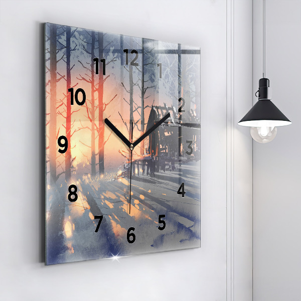 Square wall clock Winter Tree Landscape