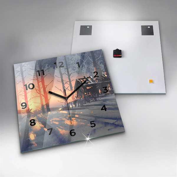 Square wall clock Winter Tree Landscape