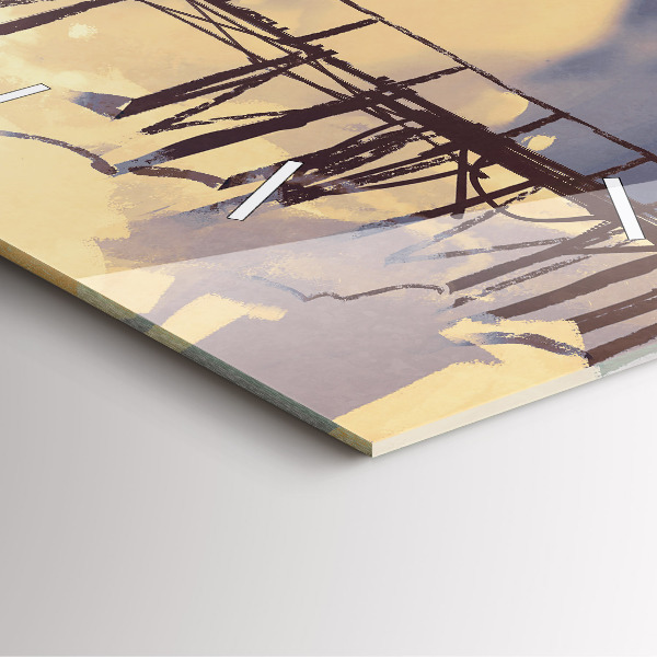 Square wall clock Man on the old bridge