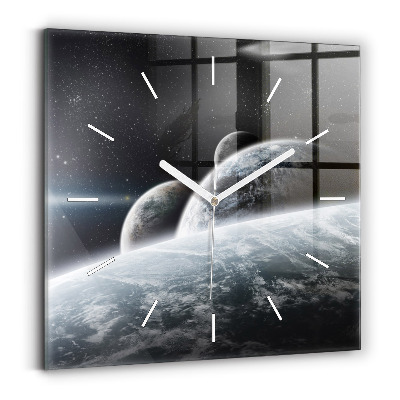 Square wall clock Space and planets