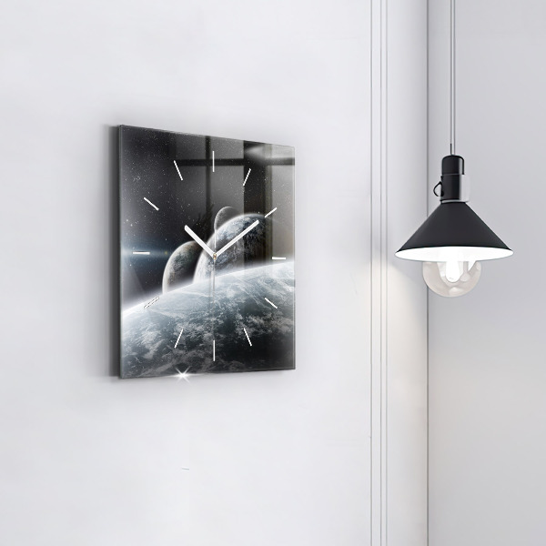 Square wall clock Space and planets