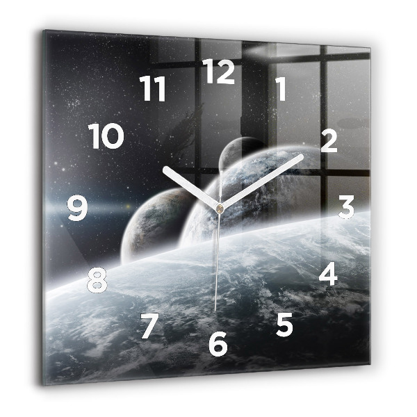 Square wall clock Space and planets
