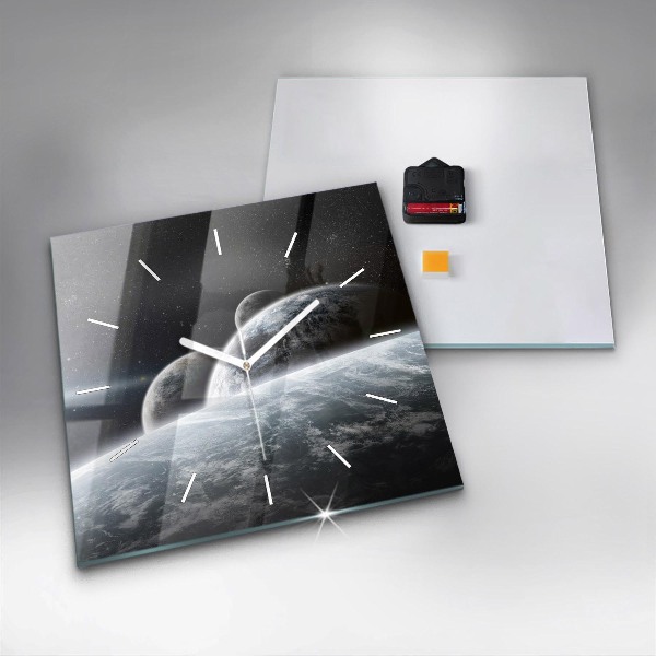 Square wall clock Space and planets