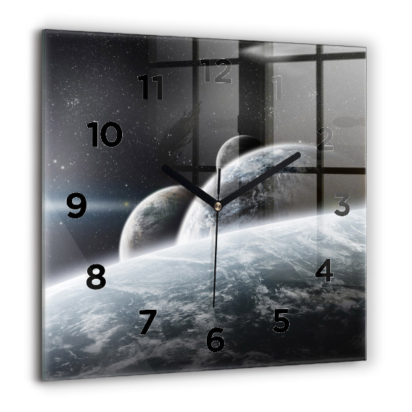 Square wall clock Space and planets