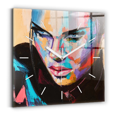 Square wall clock Portrait of a woman
