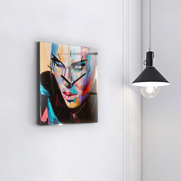 Square wall clock Portrait of a woman