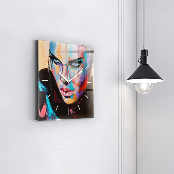 Square wall clock Portrait of a woman