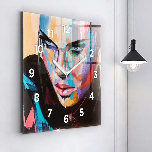 Square wall clock Portrait of a woman