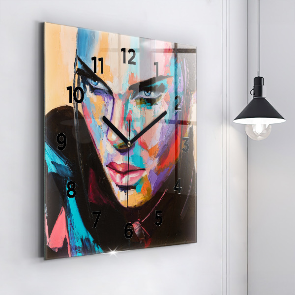 Square wall clock Portrait of a woman