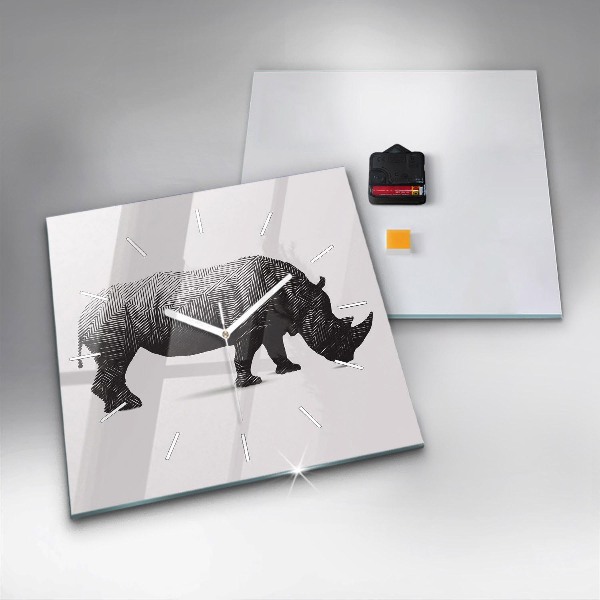 Square wall clock Rhinoceros line art