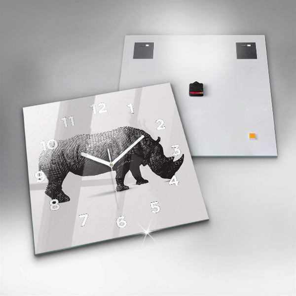 Square wall clock Rhinoceros line art