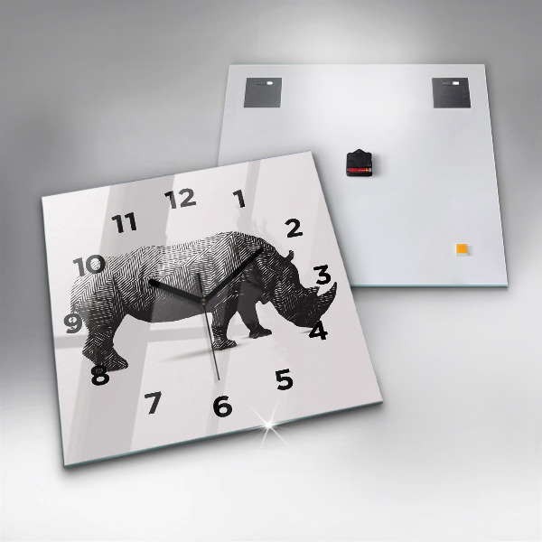 Square wall clock Rhinoceros line art