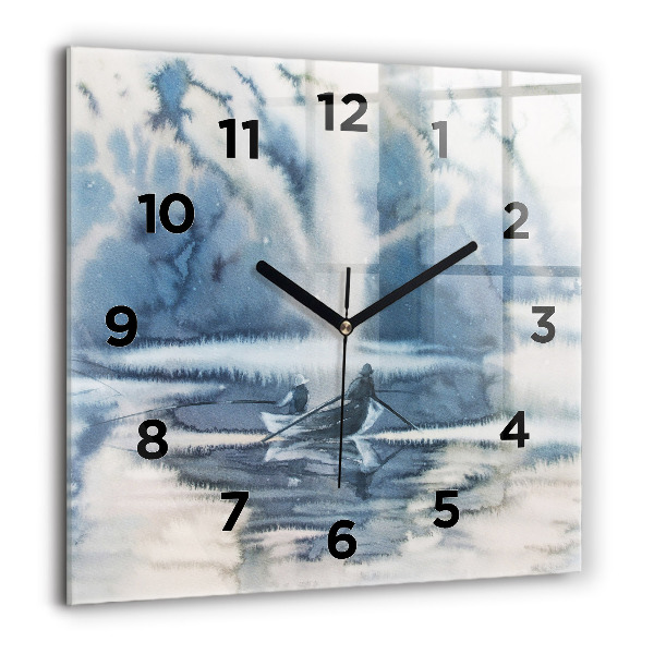 Square wall clock Fisherman on the lake