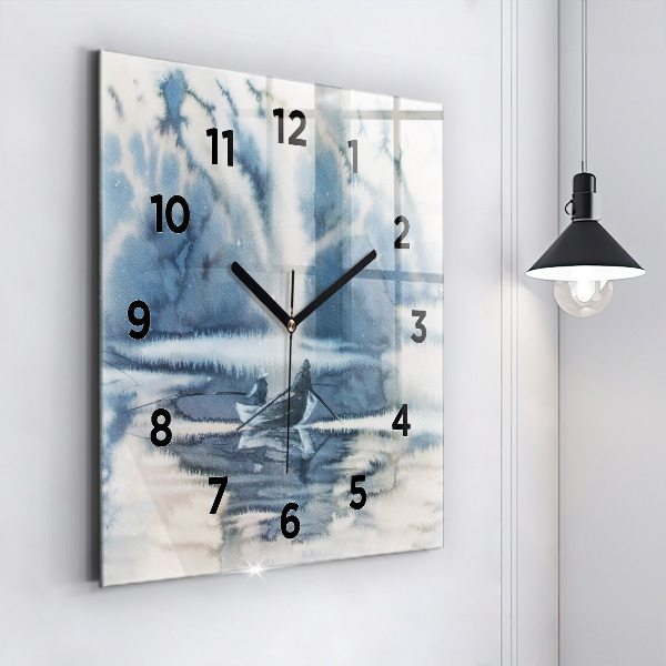 Square wall clock Fisherman on the lake