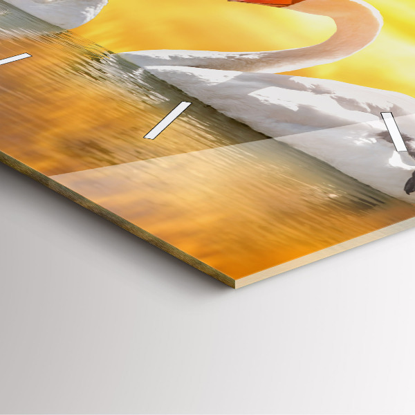 Square wall clock Swans in Love