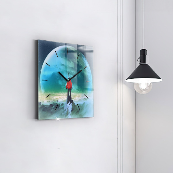 Square wall clock Man in the moon