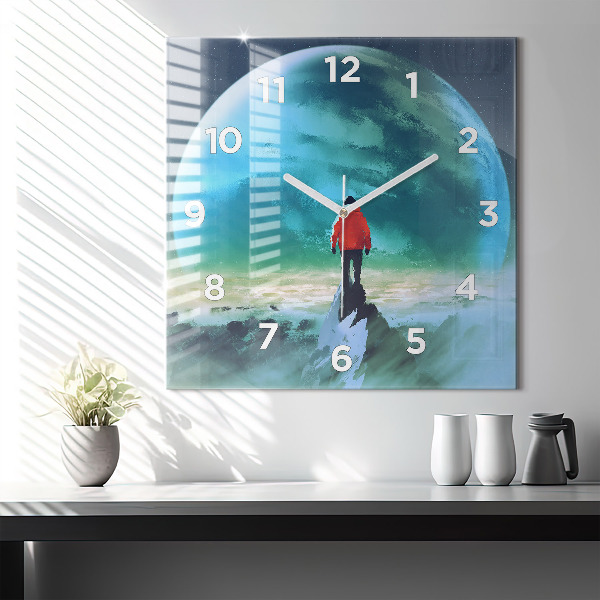 Square wall clock Man in the moon