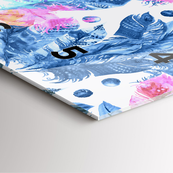 Square wall clock Colorful feathers