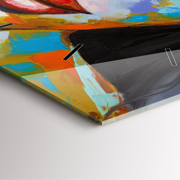 Square wall clock Colorful woman's face