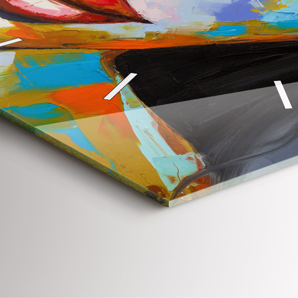 Square wall clock Colorful woman's face