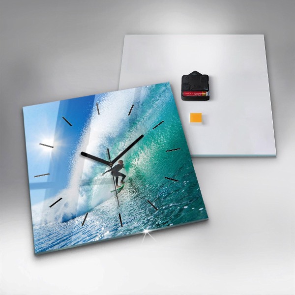 Square wall clock Surfing in Hawaii