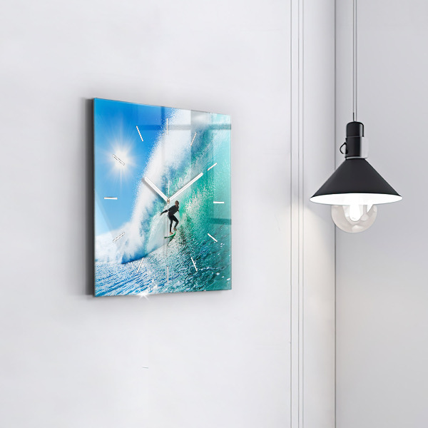 Square wall clock Surfing in Hawaii