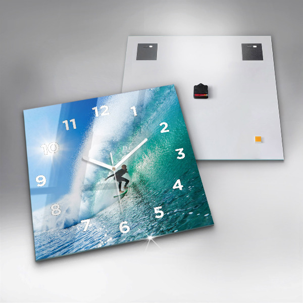 Square wall clock Surfing in Hawaii