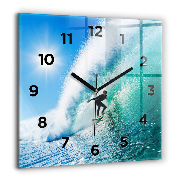Square wall clock Surfing in Hawaii