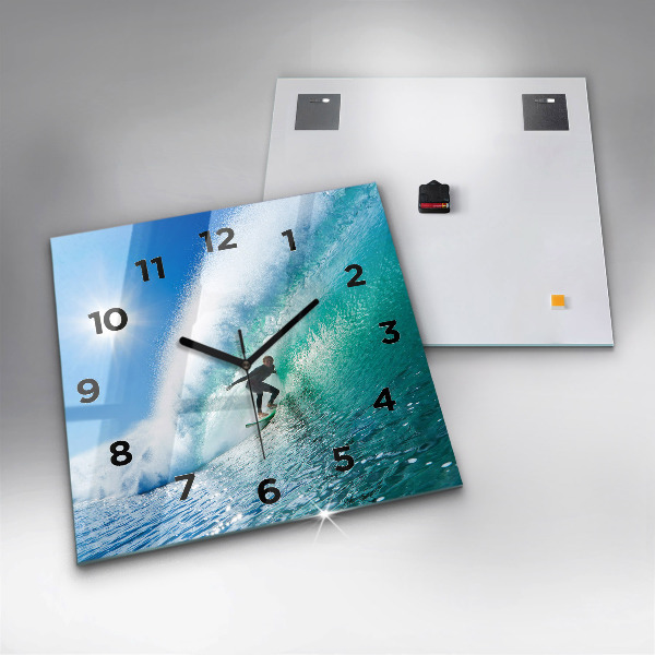 Square wall clock Surfing in Hawaii