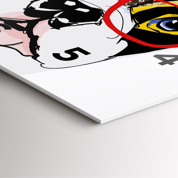 Square wall clock French bulldog with glasses