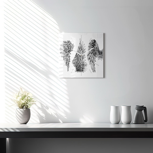 Square wall clock Angel wings