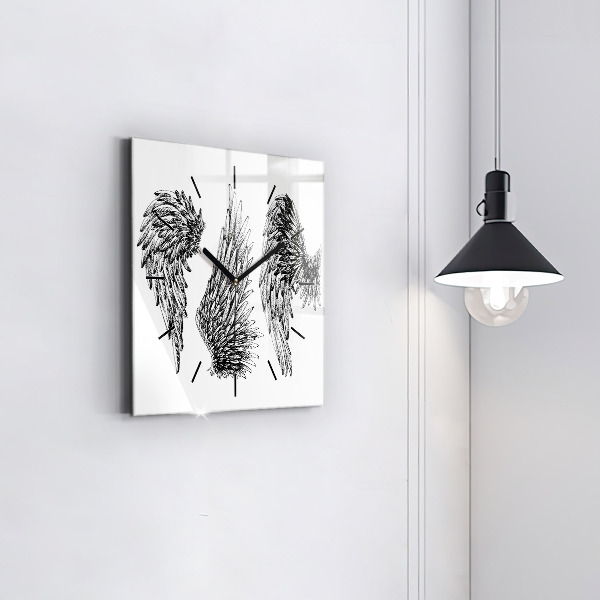 Square wall clock Angel wings